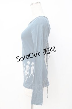 画像2: HYSTERIC GLAMOUR / スカル編み上げTシャツ F Bグリーン Y-25-07-21-078-PU-TO-SZ-ZY