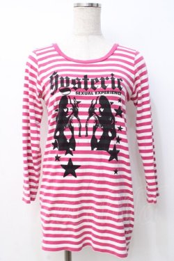 画像1: HYSTERIC GLAMOUR / ヒスガールボーダーTシャツ F ピンク Y-25-07-21-081-PU-TS-SZ-ZY