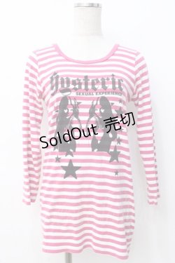 画像1: HYSTERIC GLAMOUR / ヒスガールボーダーTシャツ F ピンク Y-25-07-21-081-PU-TS-SZ-ZY