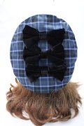 axes femme kawaii / タータンチェックベレー帽  ブルー Y-25-07-21-013-AX-AC-AS-ZY