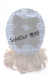 axes femme kawaii / タータンチェックベレー帽  ブルー Y-25-07-21-013-AX-AC-AS-ZY
