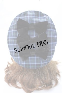 画像1: axes femme kawaii / タータンチェックベレー帽  ブルー Y-25-07-21-013-AX-AC-AS-ZY