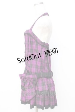 画像2: ALGONQUINS / チェックホルターネックワンピース M 紫 Y-25-07-21-084-AL-OP-SZ-ZY