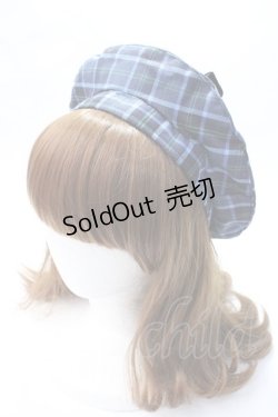 画像2: axes femme kawaii / タータンチェックベレー帽  ブルー Y-25-07-21-013-AX-AC-AS-ZY