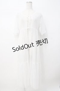 axes femme POETIQUE / 透かし裾レースロングカーディガン  白 Y-25-07-21-089-AX-TO-AS-ZY