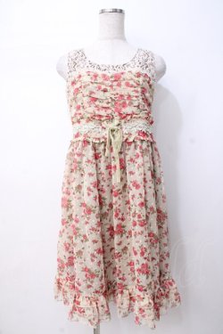 画像1: axes femme NOSTALGIE / フラワーシフォンワンピース  生成り Y-25-07-21-090-AX-OP-SZ-ZY
