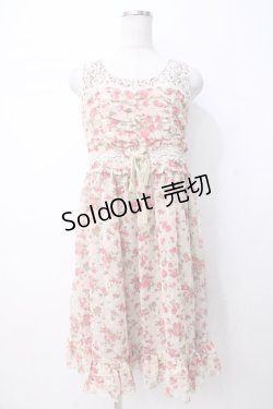 画像1: axes femme NOSTALGIE / フラワーシフォンワンピース  生成り Y-25-07-21-090-AX-OP-SZ-ZI