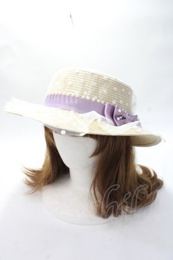 画像1: axes femme / ドットチュールカンカン帽  ベージュ Y-25-07-21-014-AX-AC-AS-ZY