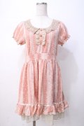 axes femme / レースストライプワンピース M 淡ピンク Y-25-07-21-094-AX-OP-SZ-ZI