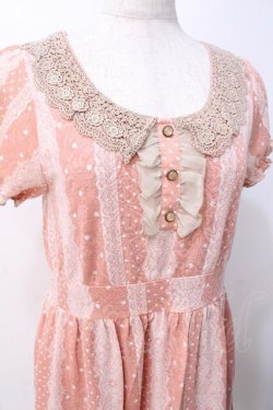 画像4: axes femme / レースストライプワンピース M 淡ピンク Y-25-07-21-094-AX-OP-SZ-ZY