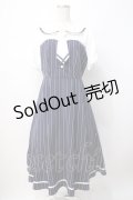 axes femme POETIQUE / ストライプドッキングワンピース M 紺 Y-25-07-21-098-AX-OP-SZ-ZI