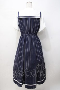 画像4: axes femme POETIQUE / ストライプドッキングワンピース M 紺 Y-25-07-21-098-AX-OP-SZ-ZY