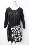 画像1: GLAD NEWS / 裾プリントワンピース  黒 Y-25-07-21-102-GL-OP-SZ-ZT084 (1)