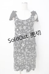 HELL CAT PUNKS / 総柄ティアードワンピース  黒 Y-25-07-21-103-PU-OP-SZ-ZY