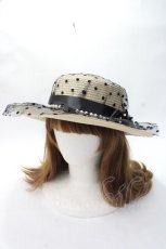 画像1: axes femme / ドットチュールカンカン帽  ベージュ Y-25-07-21-015-AX-AC-AS-ZT500 (1)