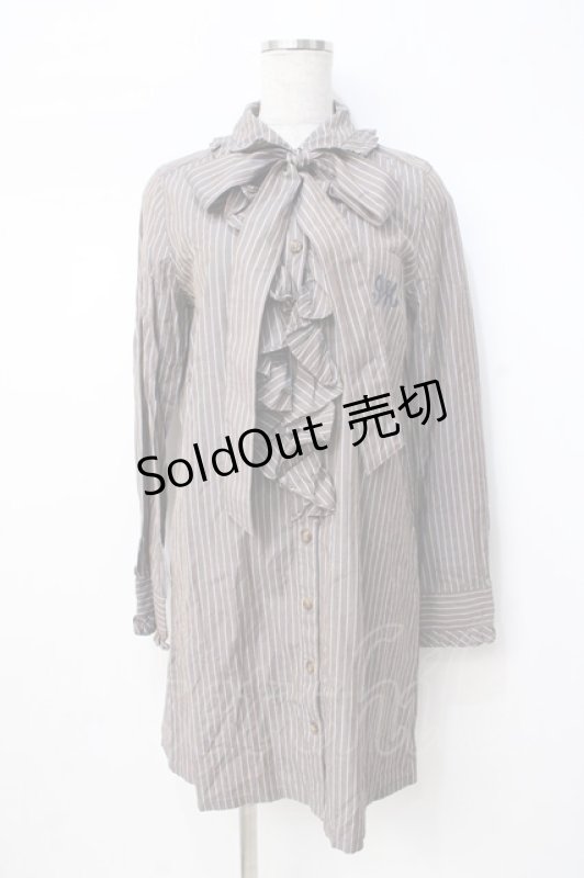 画像1: Jane Marple / ストライプシャツワンピース  ブラウン×サックス Y-25-07-21-108-JM-OP-SZ-ZT457 (1)