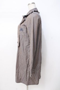 画像2: Jane Marple / ストライプシャツワンピース  ブラウン×サックス Y-25-07-21-108-JM-OP-SZ-ZY