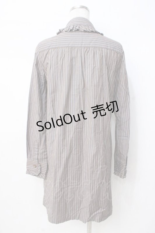 画像3: Jane Marple / ストライプシャツワンピース  ブラウン×サックス Y-25-07-21-108-JM-OP-SZ-ZT457 (3)