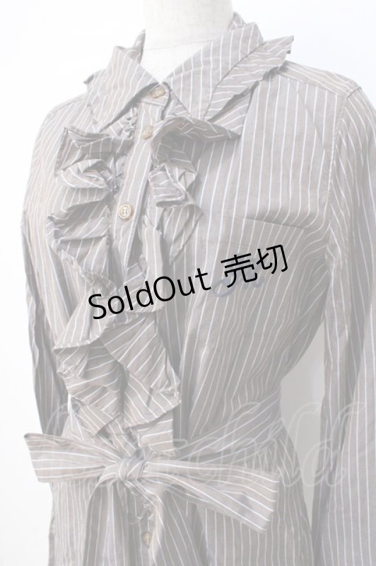 画像5: Jane Marple / ストライプシャツワンピース  ブラウン×サックス Y-25-07-21-108-JM-OP-SZ-ZT457 (5)