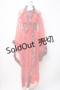 NUDE N' RUDE / ジャガード切替キャミワンピース×着物カーデ  赤 Y-25-07-21-109-GO-OP-SZ-ZY