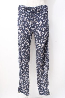 画像1: axes femme / 花柄レギンス  紺 Y-25-07-21-114-AX-PA-SZ-ZY
