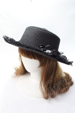 画像1: axes femme / 巻きバラレースカンカン帽  黒 Y-25-07-21-016-AX-AC-AS-ZY