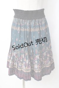 axes femme / プリントプリーツスカート  グリーン Y-25-07-21-121-AX-SK-SZ-ZY