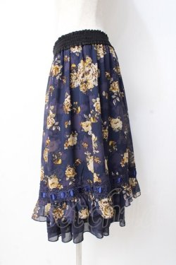 画像2: axes femme / ローズプリントスカート  紺 Y-25-07-21-123-AX-SK-SZ-ZY