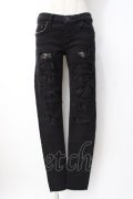 HYSTERIC GLAMOUR / ダメージレーススタッズパンツ XS 黒 Y-25-07-21-140-PU-PA-SZ-ZY