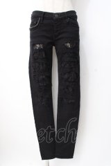 HYSTERIC GLAMOUR / ダメージレーススタッズパンツ XS 黒 Y-25-07-21-140-PU-PA-SZ-ZY
