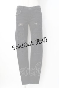 HYSTERIC GLAMOUR / ダメージレーススタッズパンツ XS 黒 Y-25-07-21-140-PU-PA-SZ-ZY