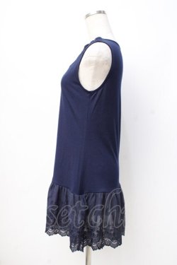 画像2: axes femme / 裾レースタンクトップ  紺 Y-25-07-21-021-AX-TO-AS-ZY
