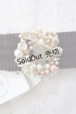 画像2: axes femme / リース風パールゴムベルト  ゴールド Y-25-07-21-004-AX-ZA-SZ-ZY