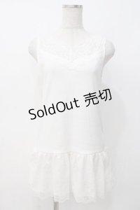 axes femme / スカラップレースロングタンク  白 Y-25-07-21-025-AX-TO-AS-ZY