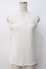 axes femme / 繊細レースタンク  紺 Y-25-07-21-026-AX-TO-AS-ZY