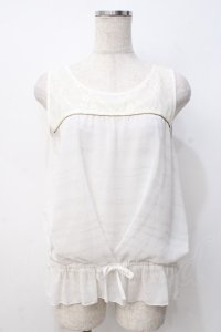 axes femme / レース切替タンクトップ  白 Y-25-07-21-028-AX-TO-SZ-ZY