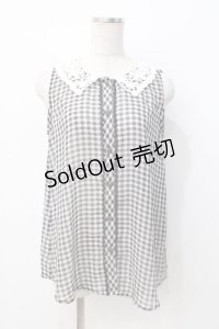 axes femme / ギンガムノースリブラウス  黒 Y-25-07-21-029-AX-BL-SZ-ZY