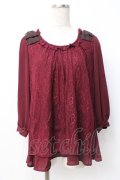 axes femme / シフォンレーストップス  ワイン Y-25-07-21-030-AX-TO-SZ-ZY
