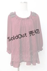 axes femme / シフォンレーストップス  ワイン Y-25-07-21-030-AX-TO-SZ-ZI