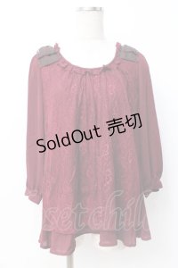 axes femme / シフォンレーストップス  ワイン Y-25-07-21-030-AX-TO-SZ-ZI