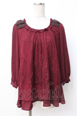 画像1: axes femme / シフォンレーストップス  ワイン Y-25-07-21-030-AX-TO-SZ-ZY