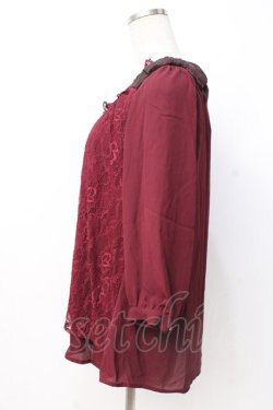 画像2: axes femme / シフォンレーストップス  ワイン Y-25-07-21-030-AX-TO-SZ-ZY