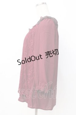 画像2: axes femme / シフォンレーストップス  ワイン Y-25-07-21-030-AX-TO-SZ-ZI