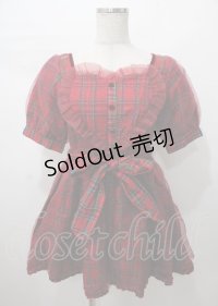 LIZ LISA / オーガンジー重ねチェック柄ハートワンピース 0 アカ Y-25-07-22-025-LO-OP-SZ-ZY