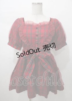 画像1: LIZ LISA / オーガンジー重ねチェック柄ハートワンピース 0 アカ Y-25-07-22-025-LO-OP-SZ-ZY