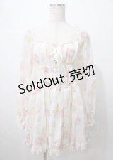 LIZ LISA / フロント編み上げローズ柄ワンピース 0 オフ白 Y-25-07-22-030-LO-OP-SZ-ZI