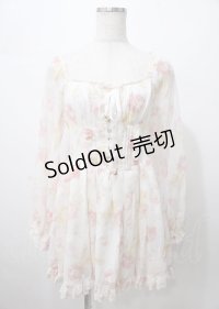 LIZ LISA / フロント編み上げローズ柄ワンピース 0 オフ白 Y-25-07-22-030-LO-OP-SZ-ZI