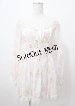 画像1: LIZ LISA / フロント編み上げローズ柄ワンピース 0 オフ白 Y-25-07-22-030-LO-OP-SZ-ZI