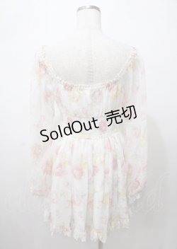 画像2: LIZ LISA / フロント編み上げローズ柄ワンピース 0 オフ白 Y-25-07-22-030-LO-OP-SZ-ZI