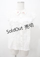 LIZ LISA / チェリー刺繍ドビードットノースリーブブラウス 0 白 Y-25-07-22-054-LO-BL-SZ-ZY